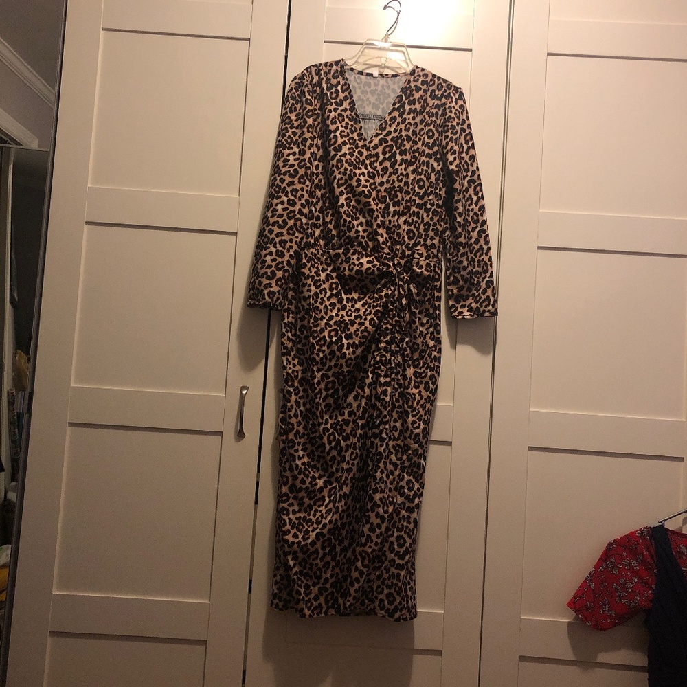 MIDi cheetah dress adjustable bottom with sleeves